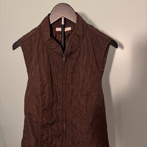 Woman Within Women's Chocolate Zip Front Quilted Vest Size L (18/20)